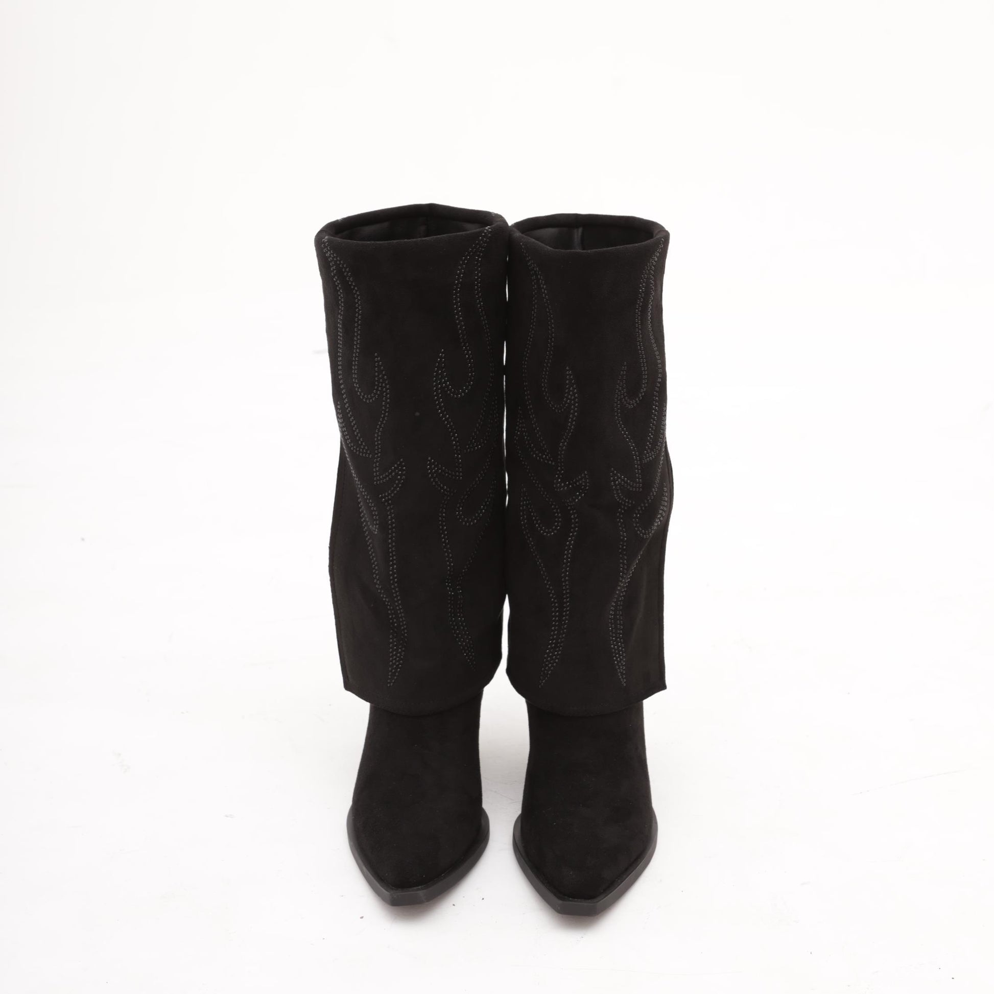 CAMPEROS ALTO RISVOLTATO RICAMO NERO MP736-7MFNE CHOCOLA