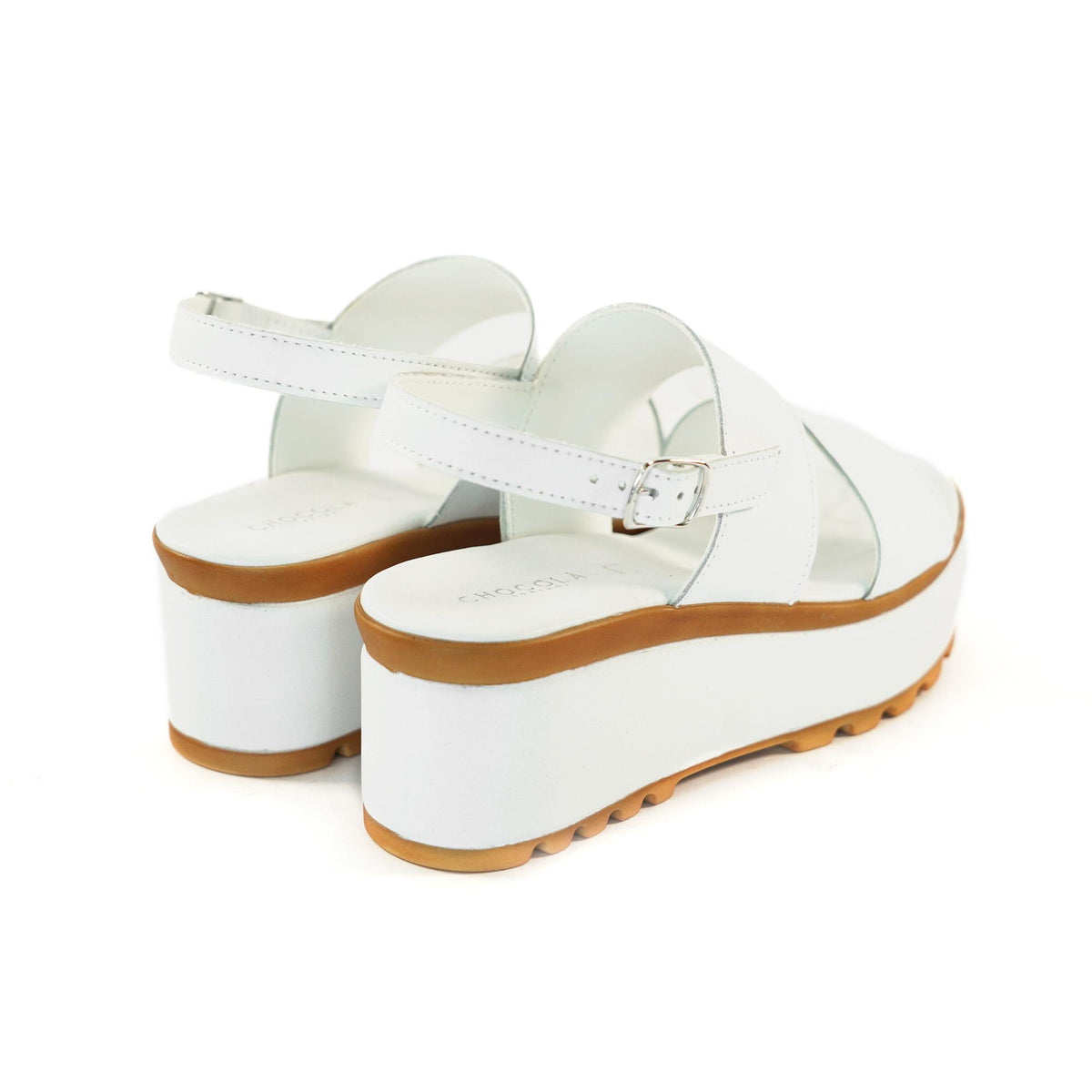 SANDALO DOPPIA FASCIA VERA PELLE BIANCO<BR/> 
