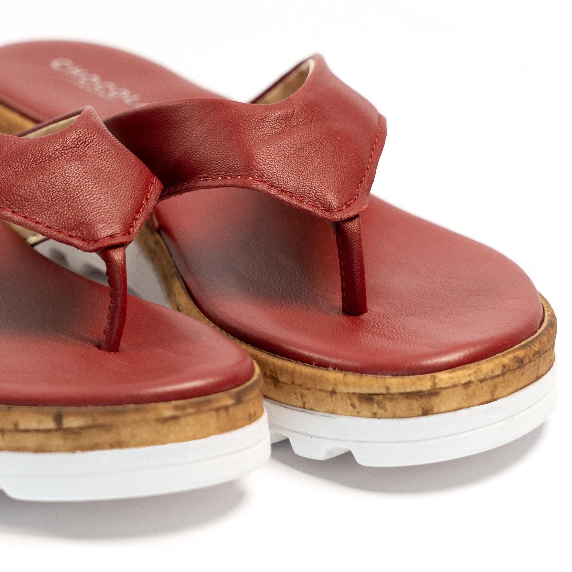 CIABATTA INFRADITO VERA PELLE ROSSO<BR/> 