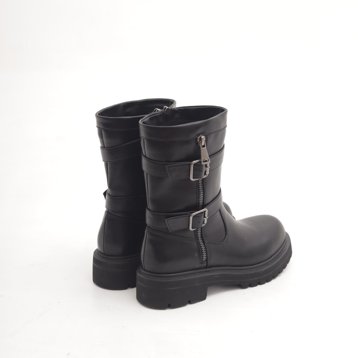 BIKER ZIP E FIBBIE NERO 