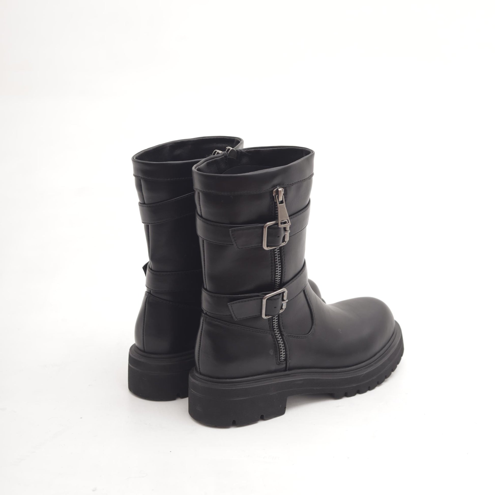 BIKER ZIP E FIBBIE NERO 