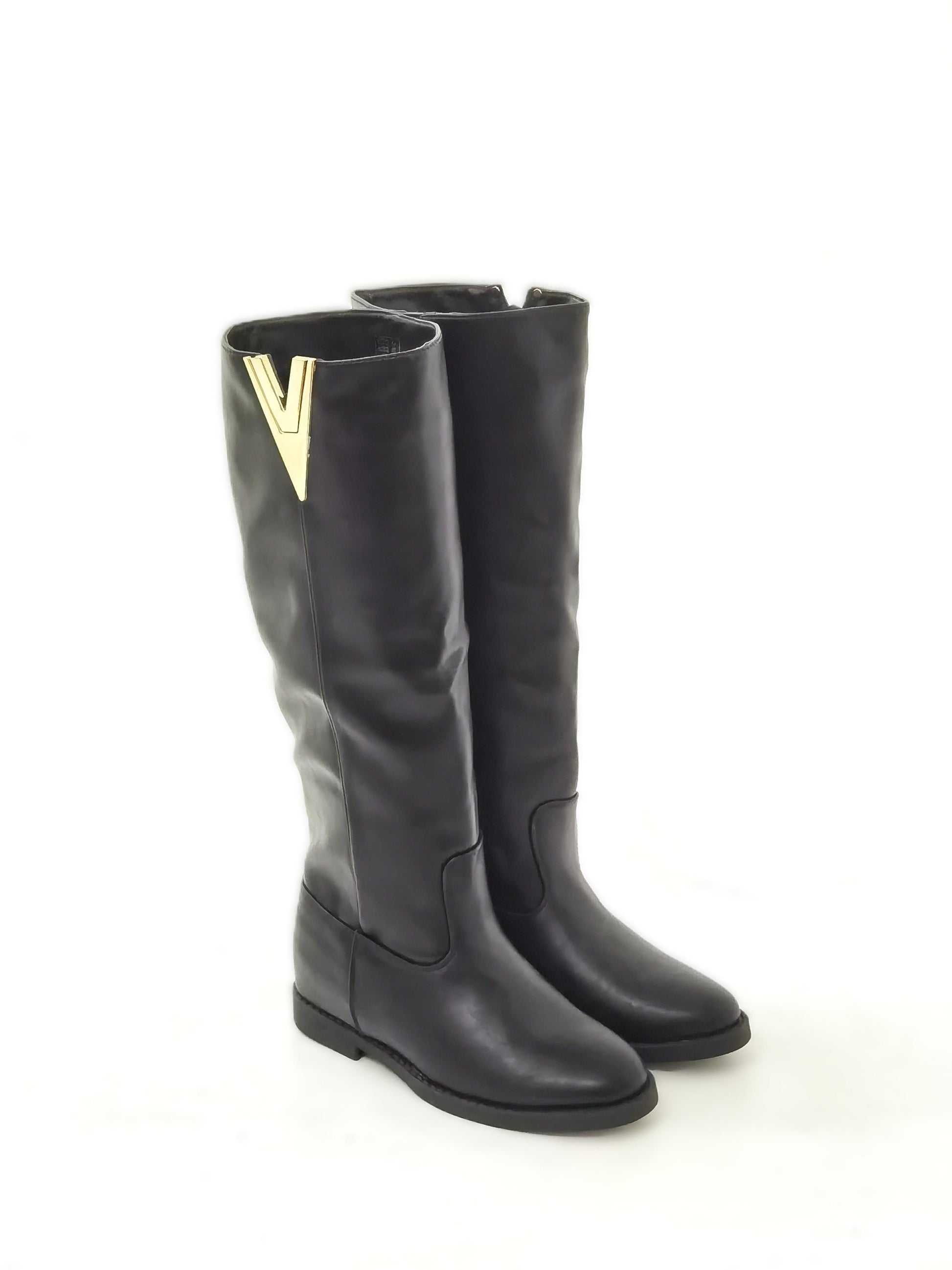 STIVALE ALTO DETTAGLIO V NERO LY81-7PUNE CHOCOLA