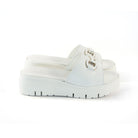 CIABATTA MORSETTO VERA PELLE BIANCO<BR/> 