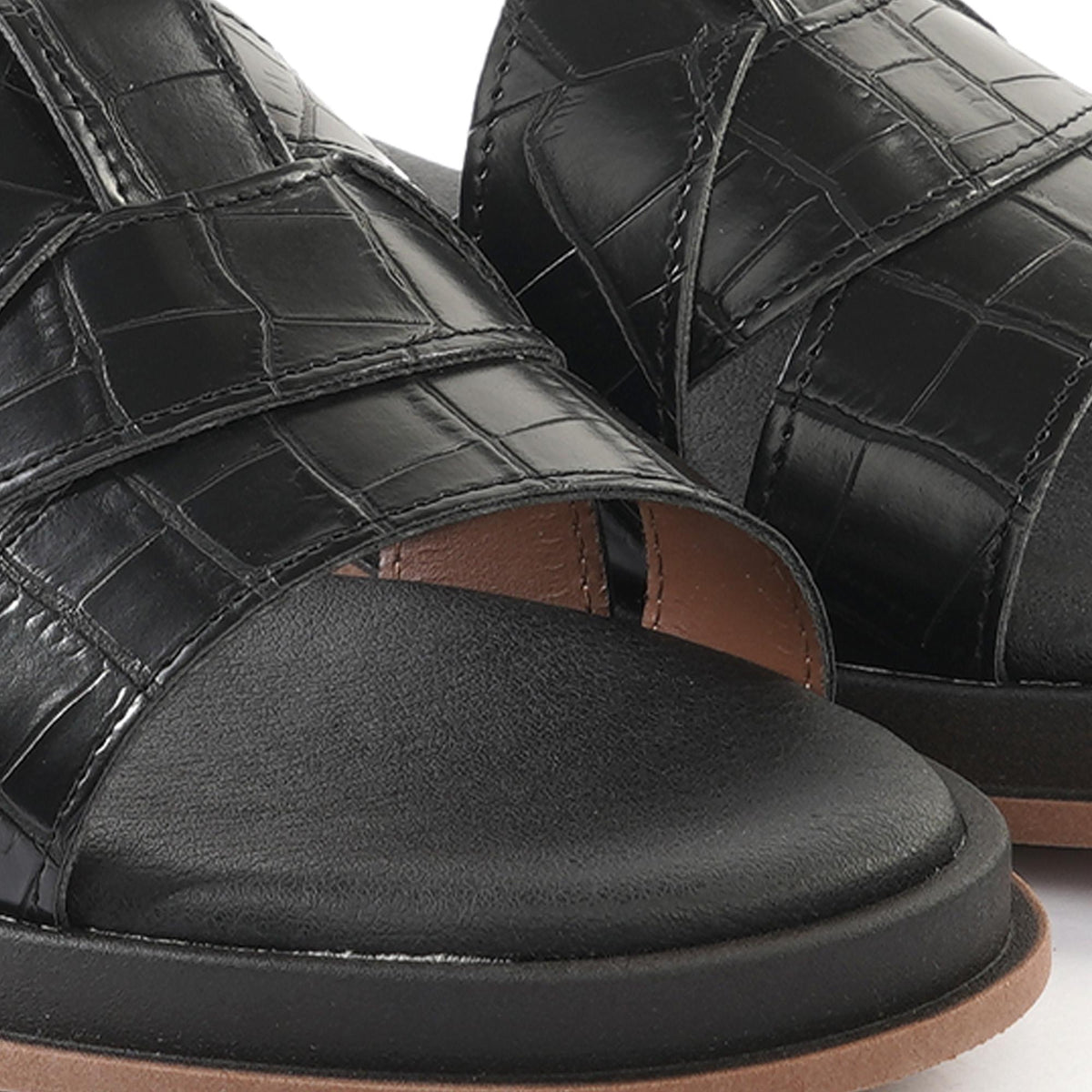 CIABATTINA INTRECCIATA COCCO NERO<BR/> 