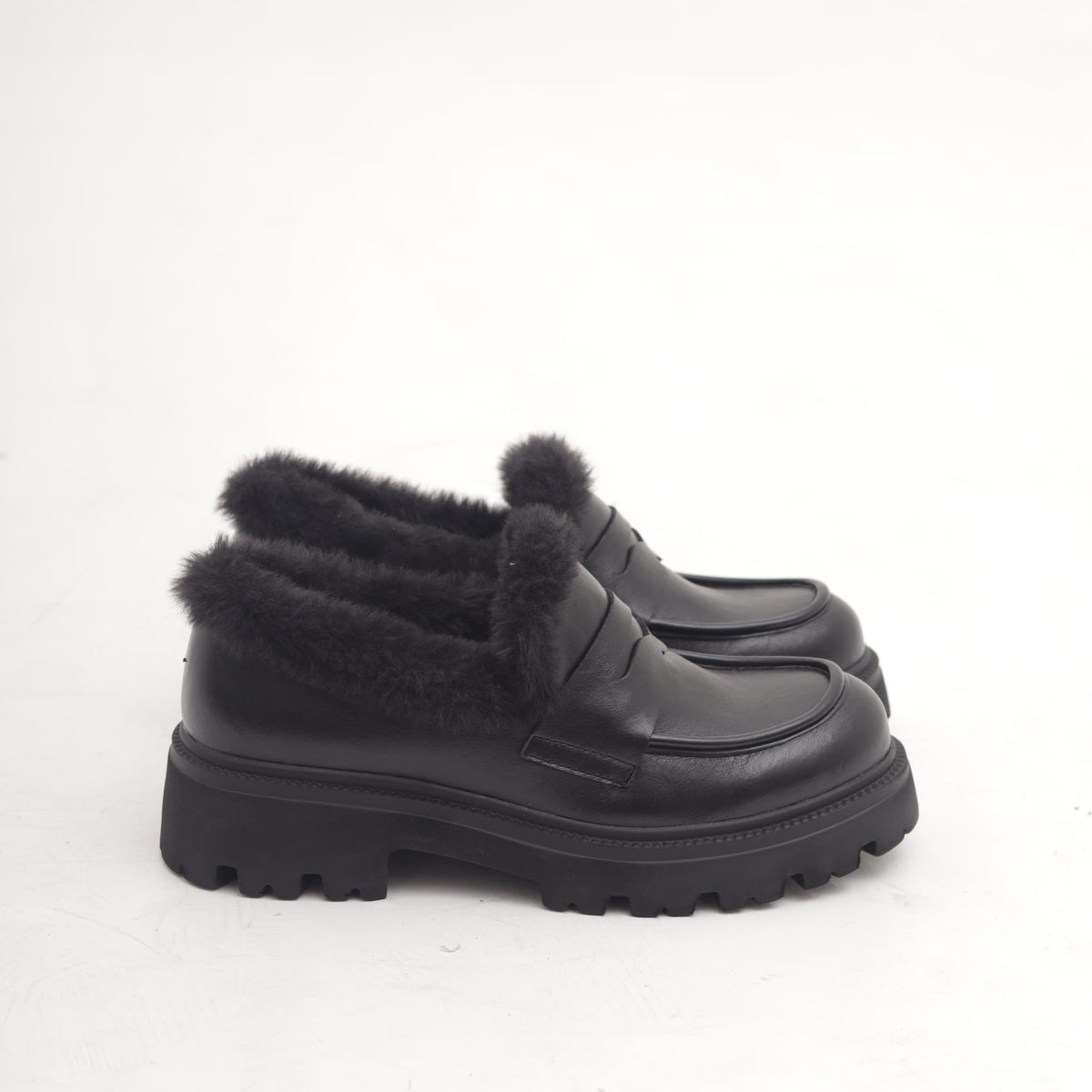 MOCASSINO SUOLA ALTA FUR NERO 