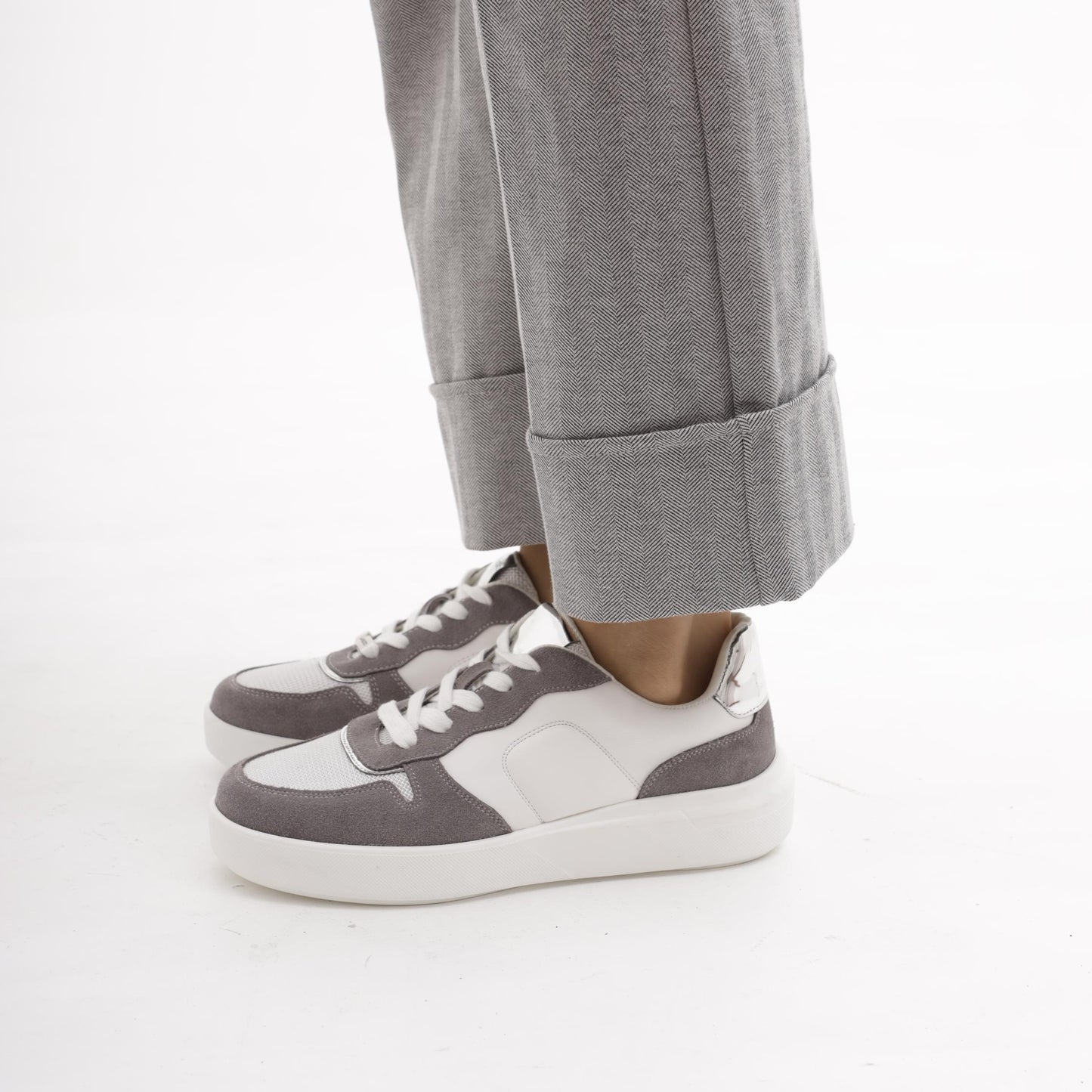 SNEAKERS LOW BIANCO/GRIGIO<BR/> 
