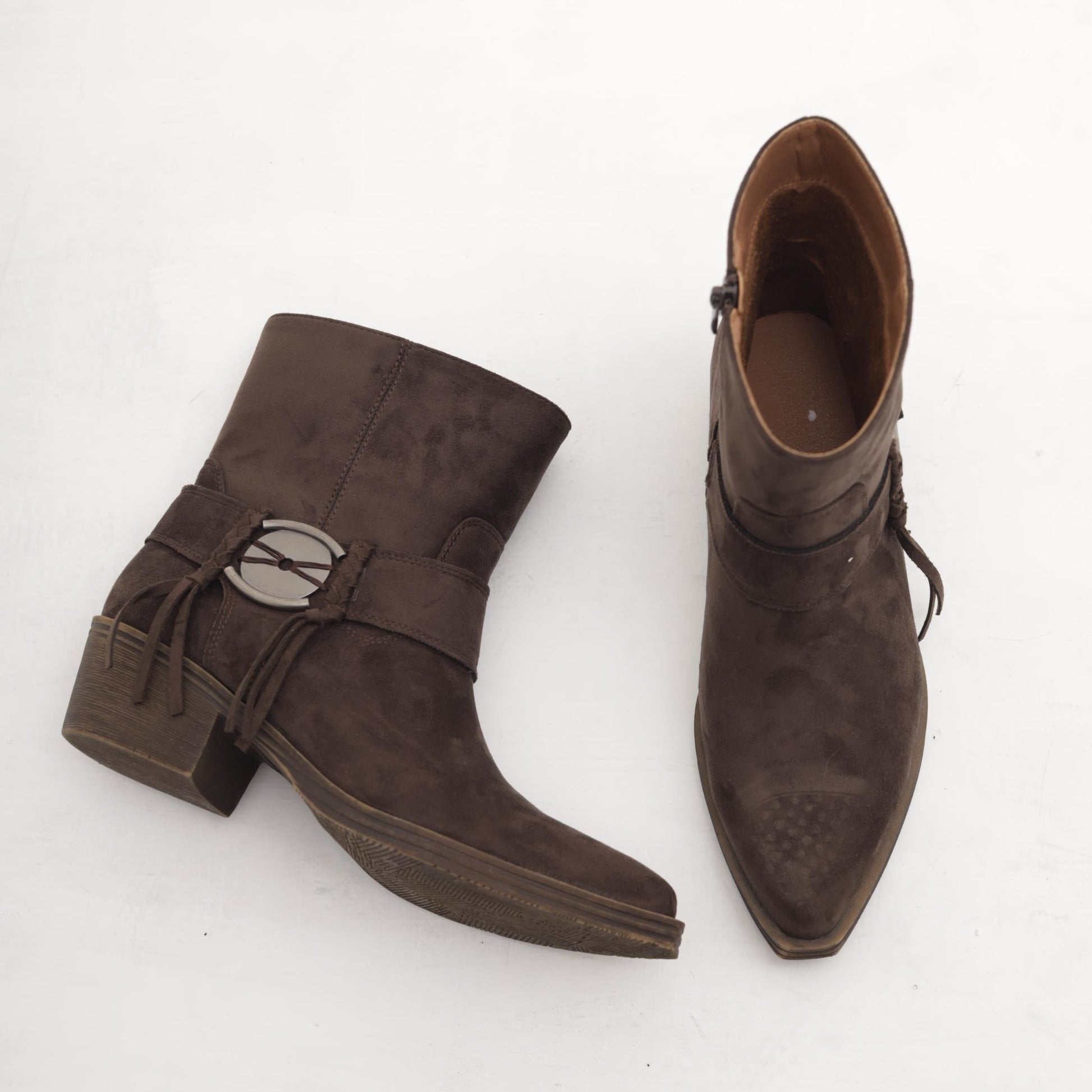 STIVALETTO TEXANO CINTURINO E FRANGE TESTA DI MORO MP2737-5PUTM CHOCOLA