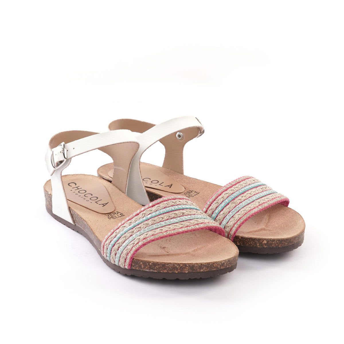 SANDALO BIO FLAT FASCIA CORDA BIANCO<BR/> 