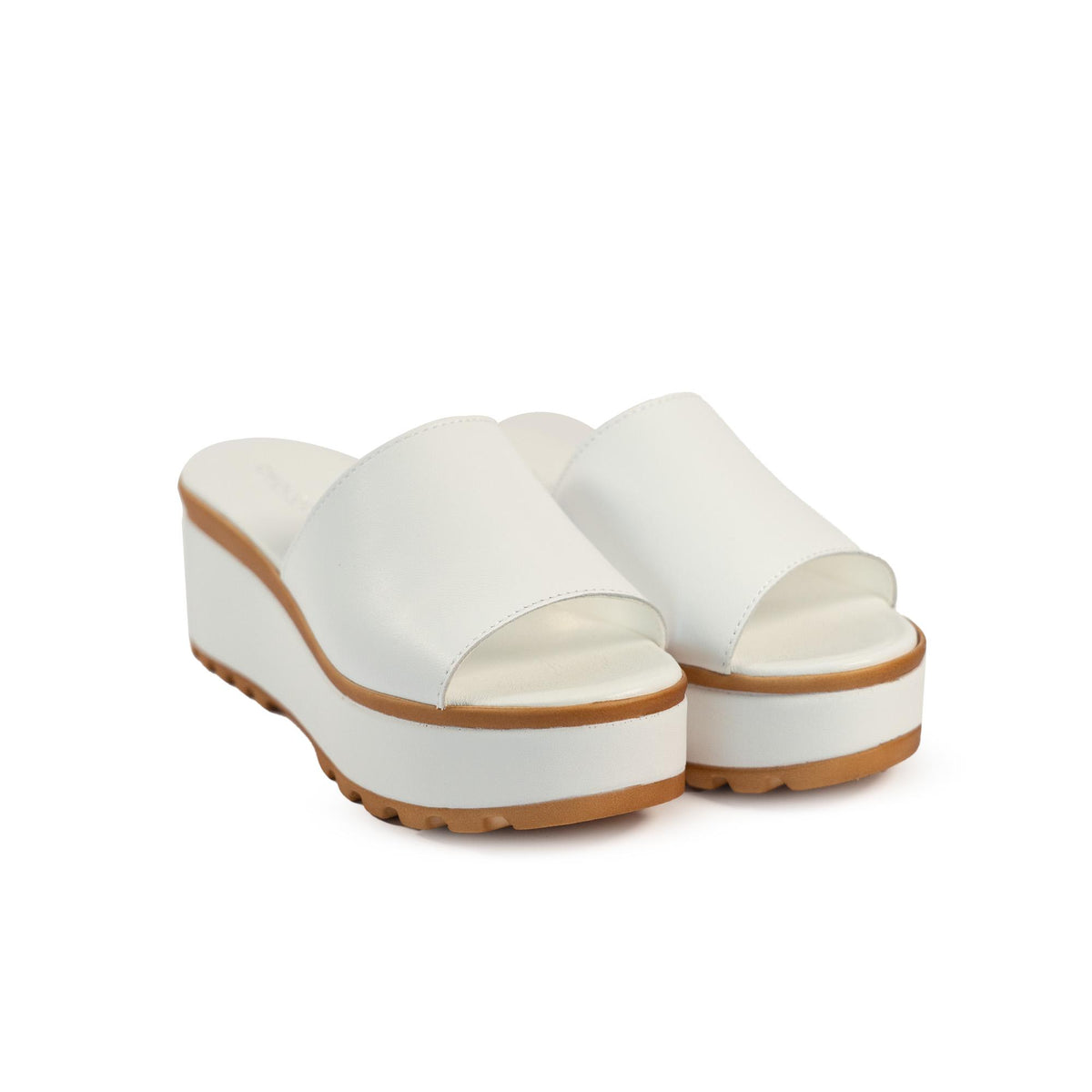 CIABATTA FASCIA VERA PELLE BIANCO<BR/> 