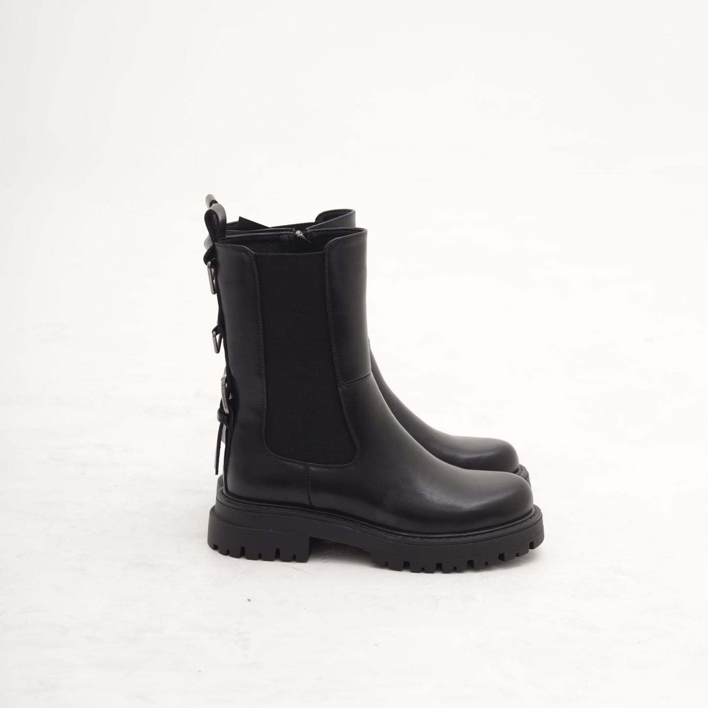 STIVALETTO ELASTICO E ZIP NERO<BR/> 
