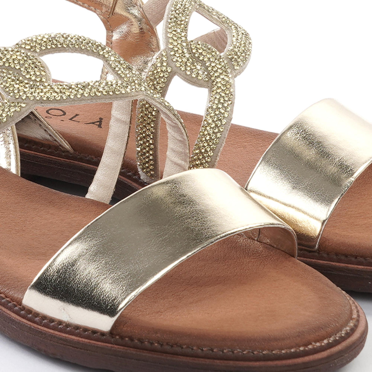 SANDALO FLAT STRASS PLATINO<BR/> 