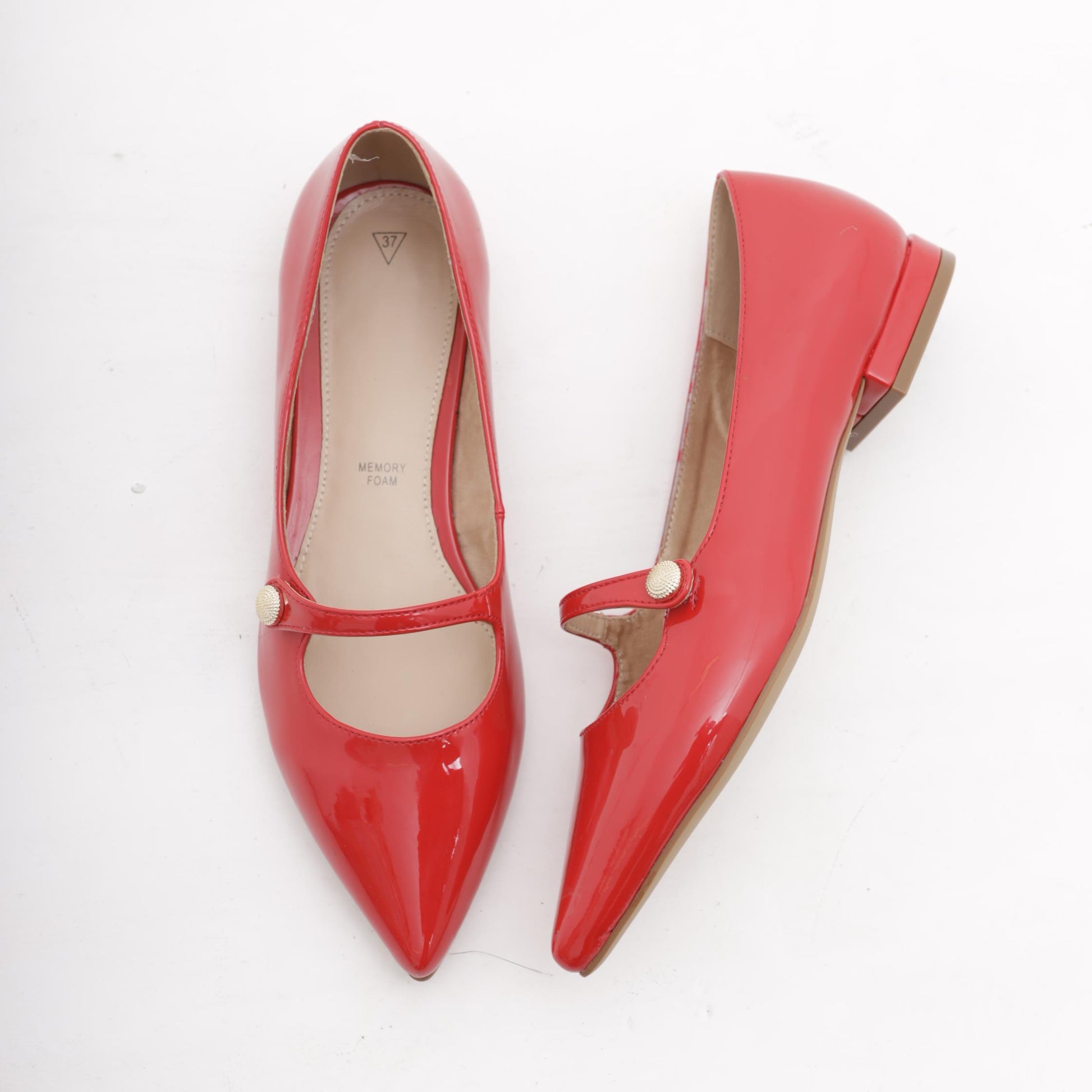 DECOLLETE' FLAT CINTURINO ROSSO 