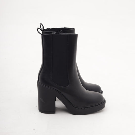 STIVALETTO ELASTICO ZIP TACCO NERO 
