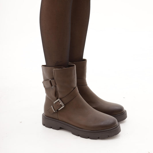 BIKER BASSO CON CINTURINO CAVIGLIA MARRONE MP721-3PUMA CHOCOLA