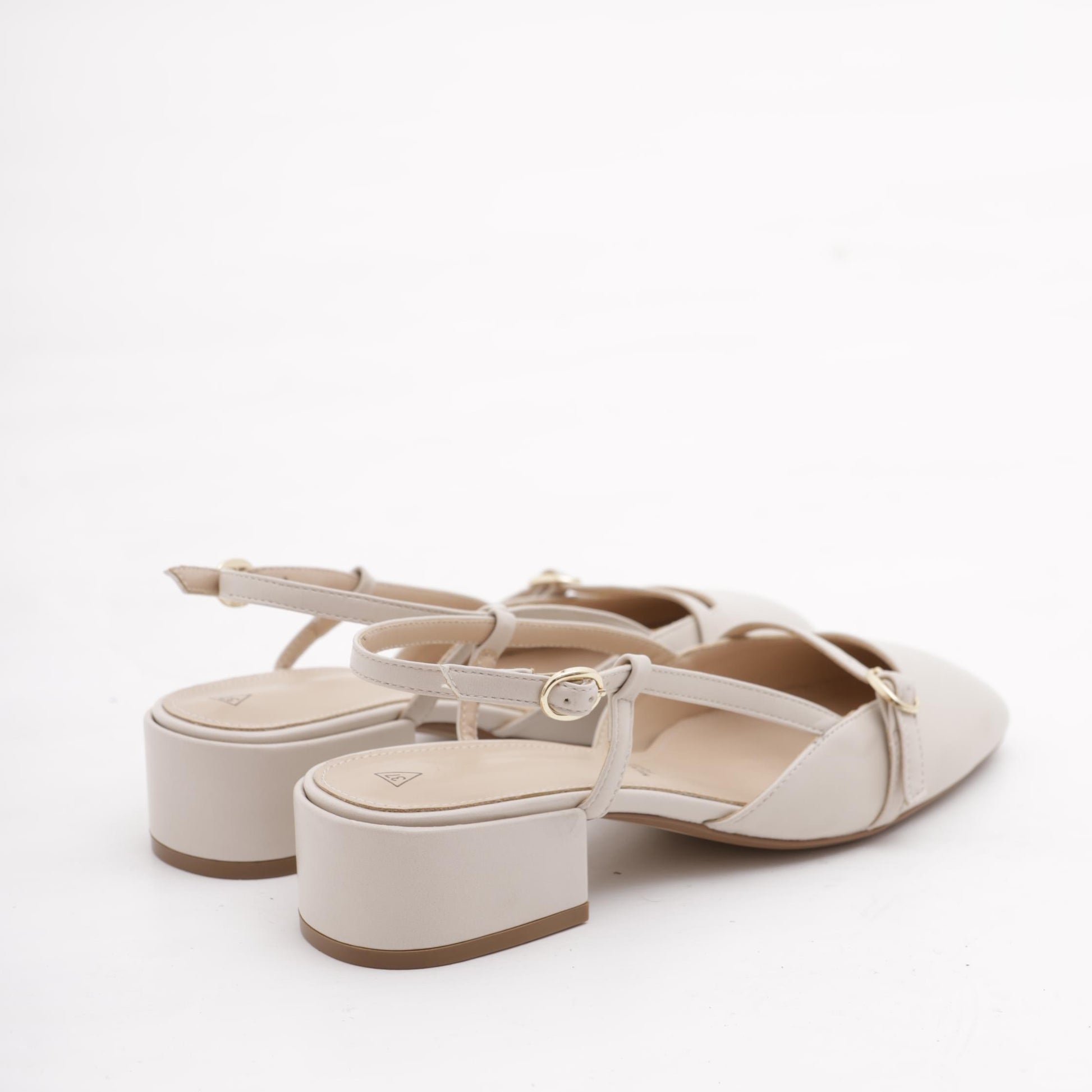 SLINGBACK BASSA CINTURINO PANNA 