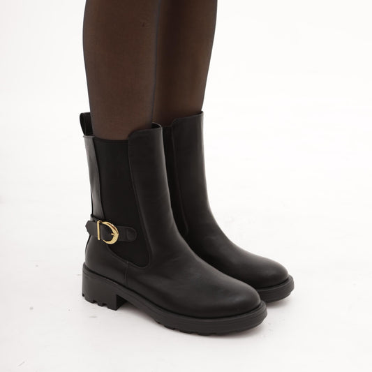 STIVALETTO ELASTICI FIBBIA NERO 