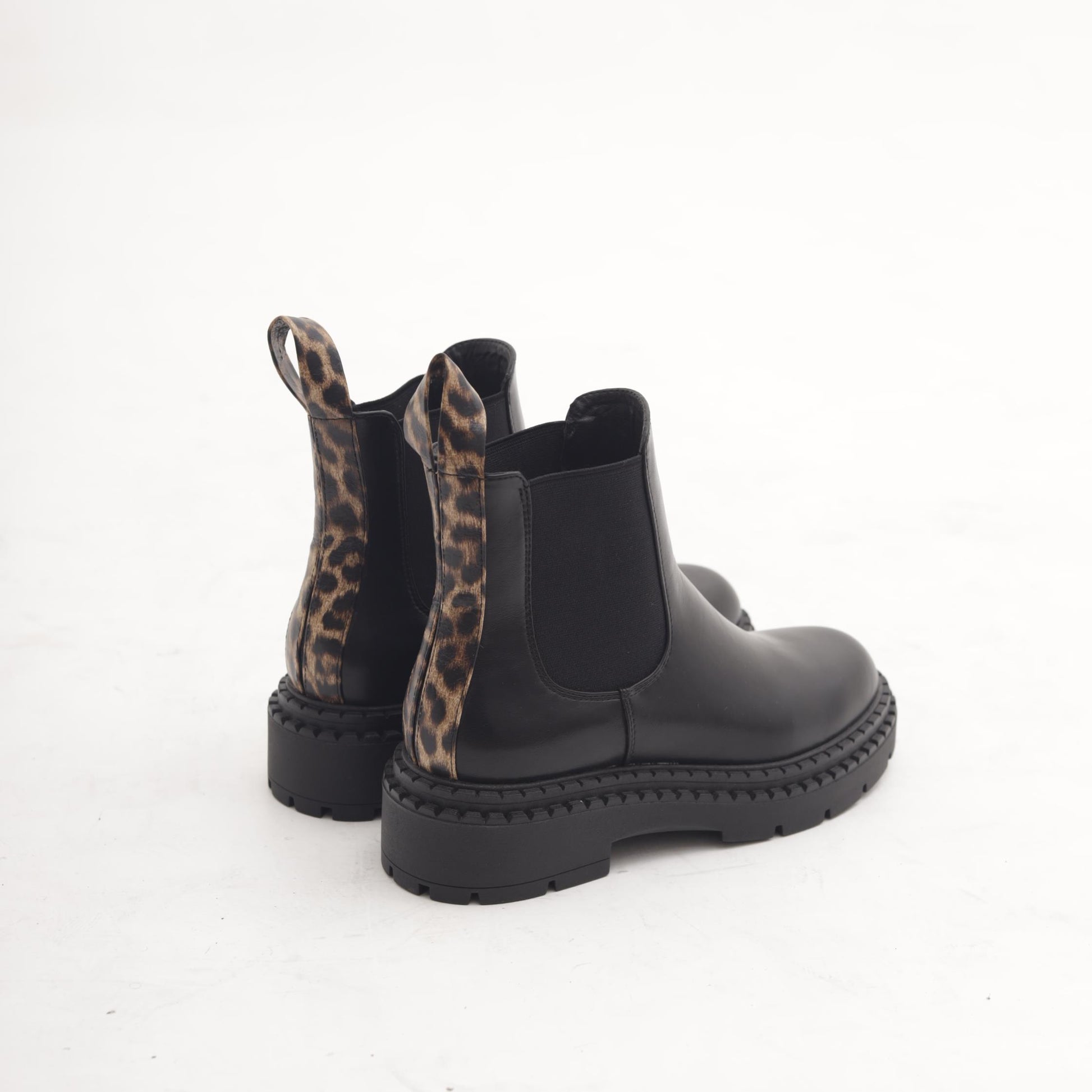 STIVALETTO CHELSEA BASSO ANIMALIER NERO 