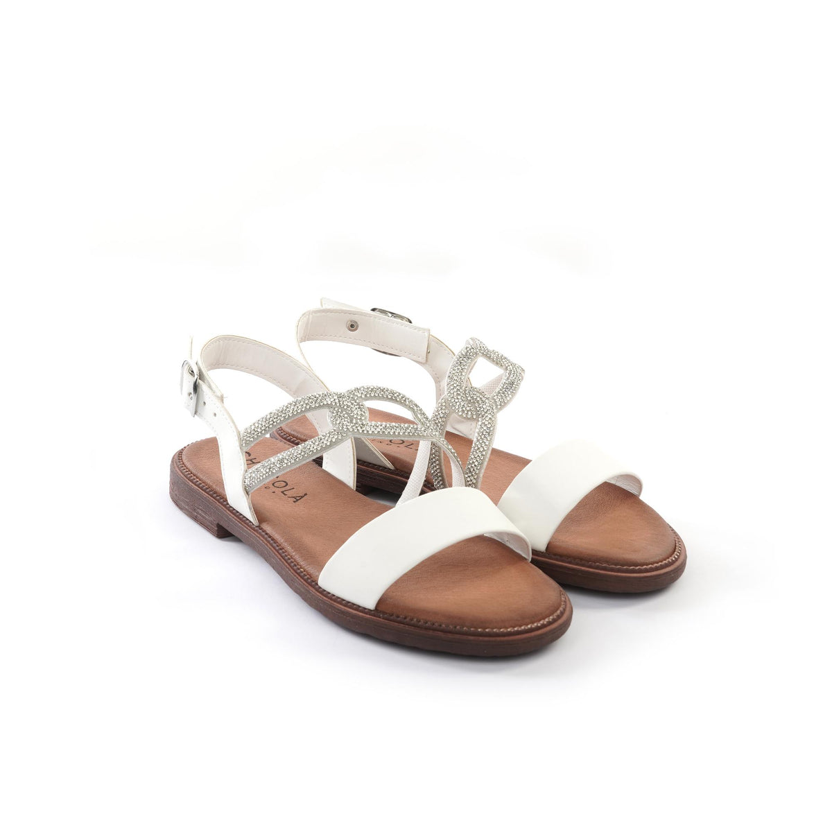 SANDALO FLAT STRASS BIANCO<BR/><BR/> 