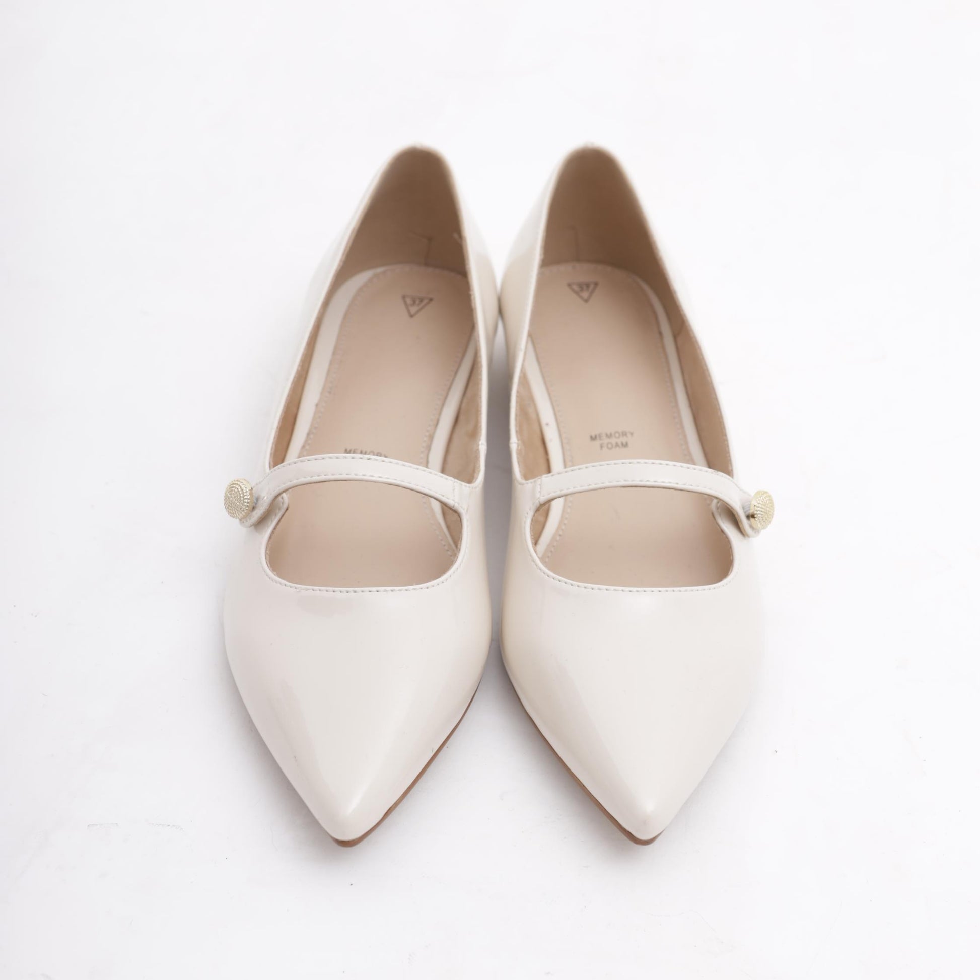 DECOLLETE' FLAT CINTURINO PANNA 