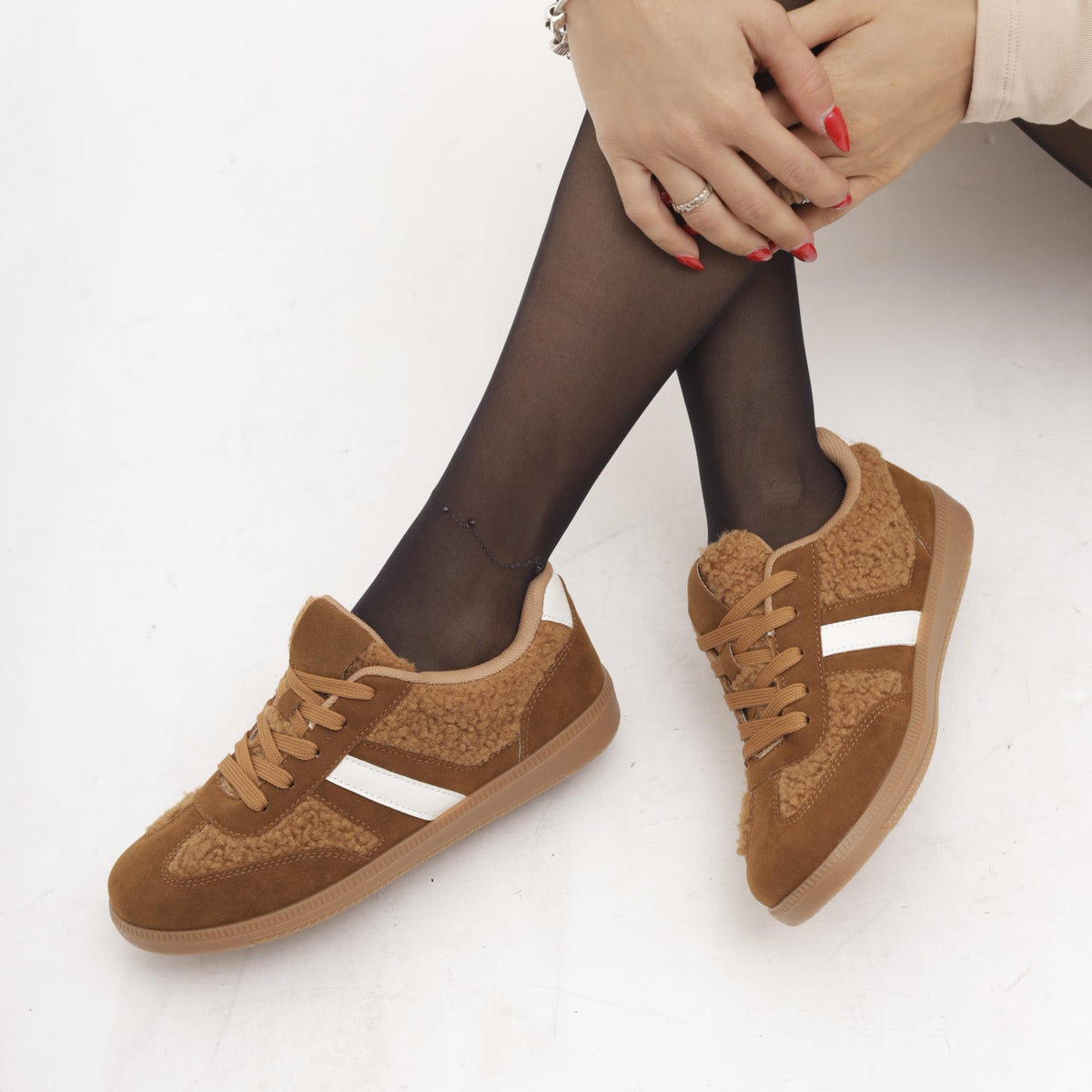 SNEAKERS FLAT FUR CUOIO 
