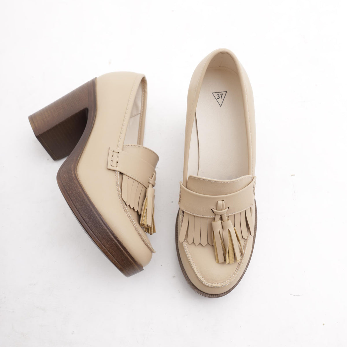 MOCASSINO TACCO NAPPINE BEIGE 