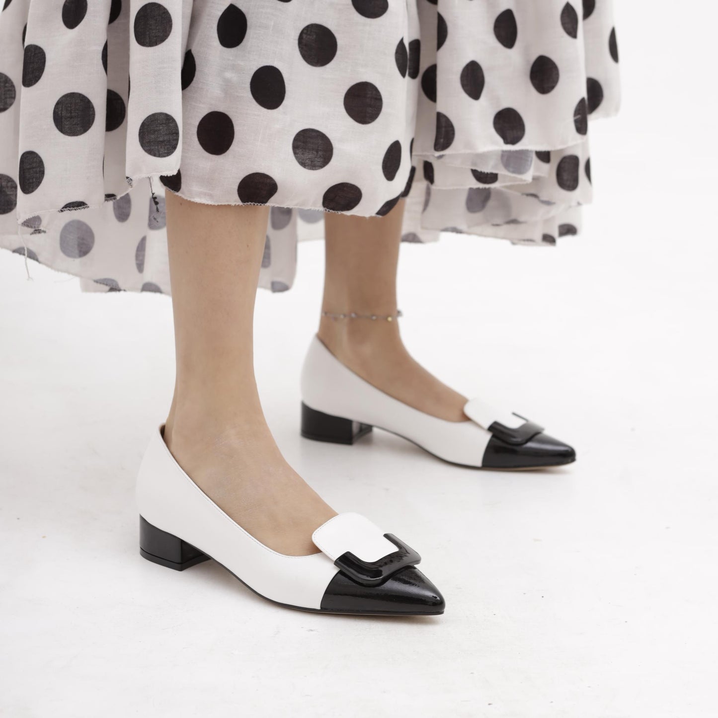 DECOLLETE' BASSA BICOLORE BIANCO 