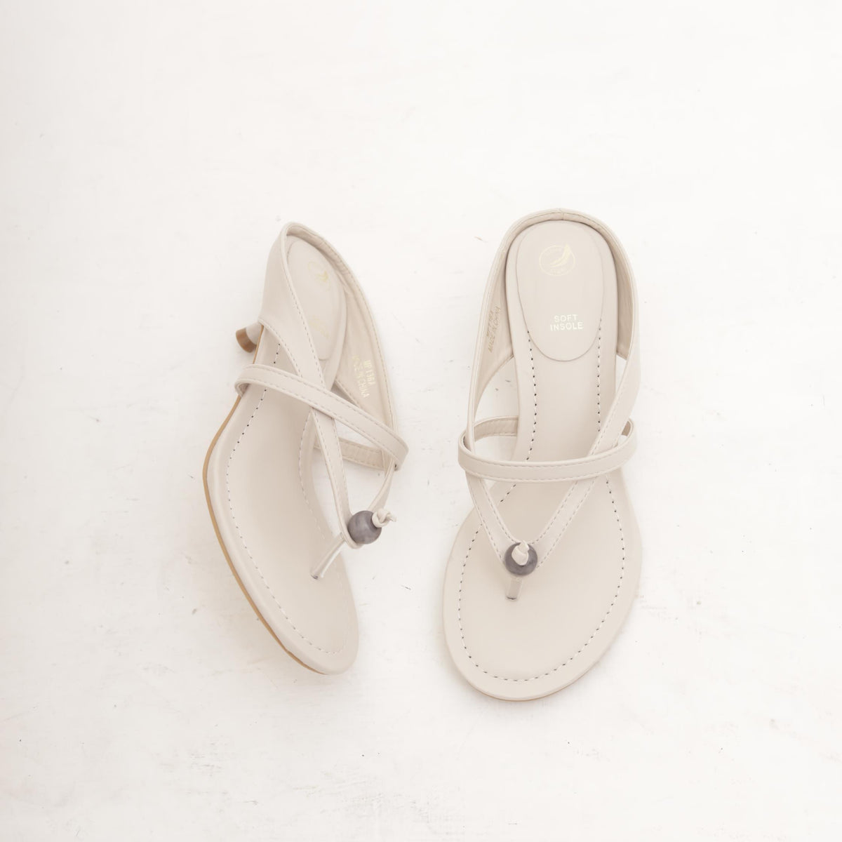 SANDALO INFRADITO TACCO NODO BEIGE 