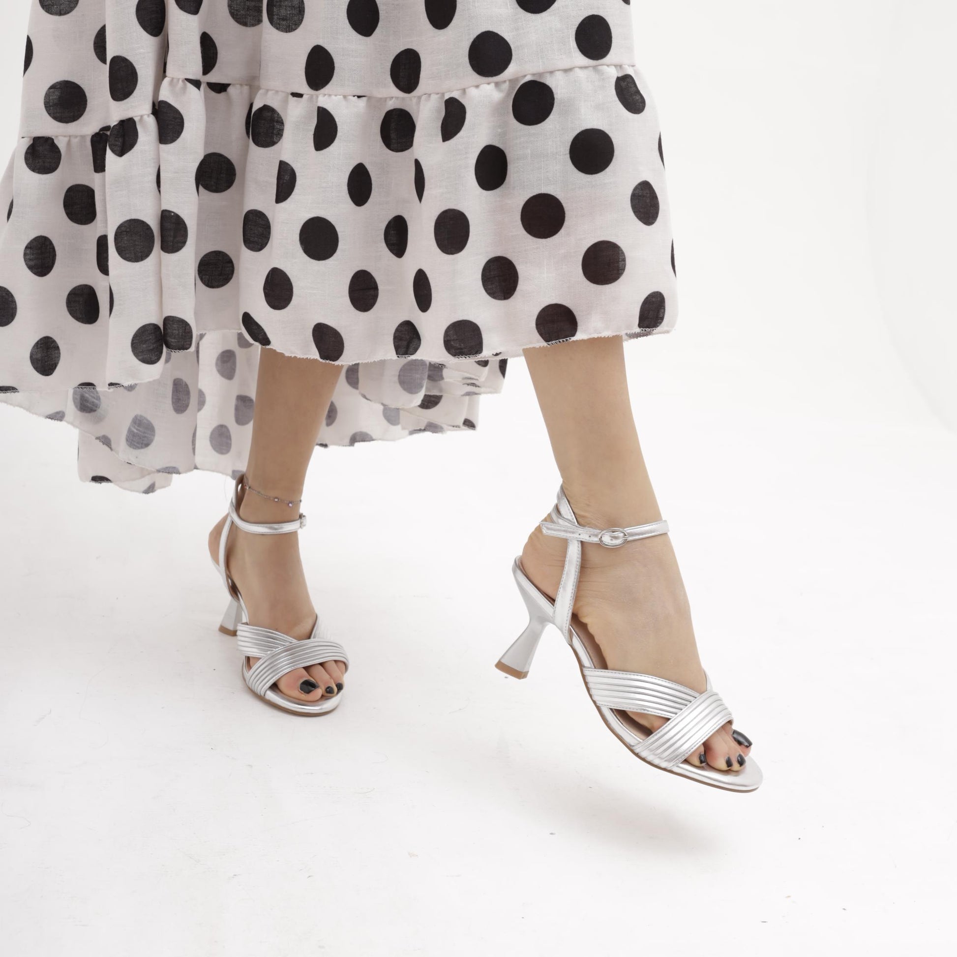 SANDALO V RIGATO ARGENTO 