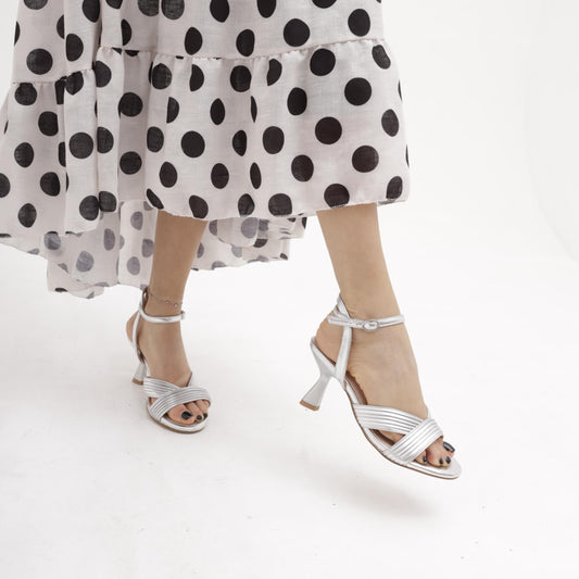 SANDALO V RIGATO ARGENTO 