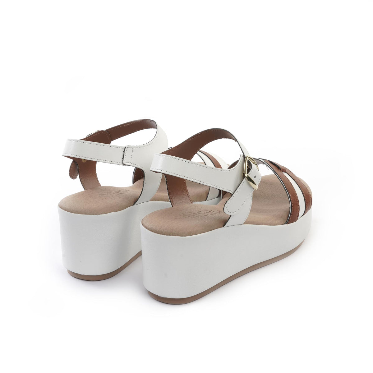 SANDALO ZEPPA FASCIA BICOLORE BIANCO<BR/> 