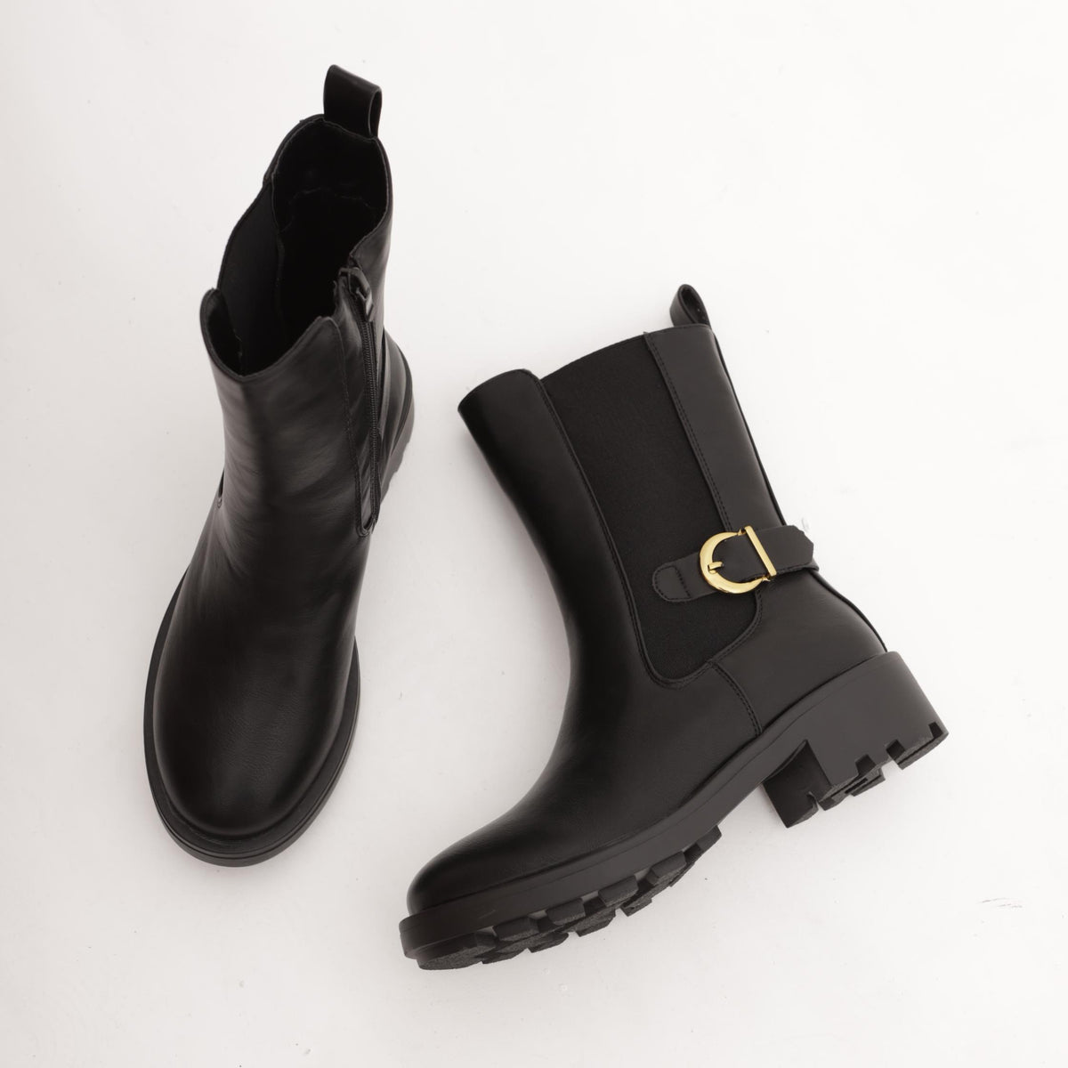STIVALETTO ELASTICI FIBBIA NERO 