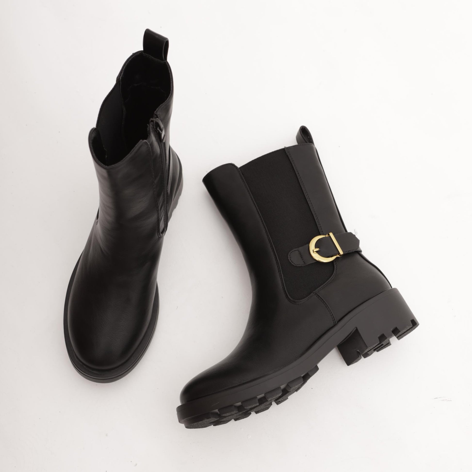 STIVALETTO ELASTICI FIBBIA NERO 