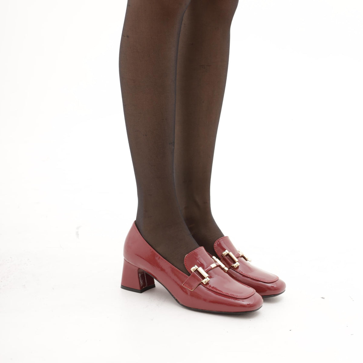 MOCASSINO TACCO MORSETTO GOLD BORDEAUX 
