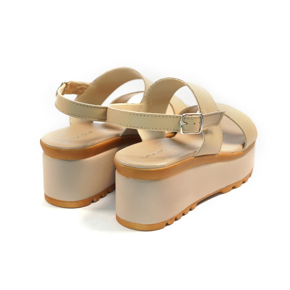 SANDALO DOPPIA FASCIA VERA PELLE BEIGE<BR/> 
