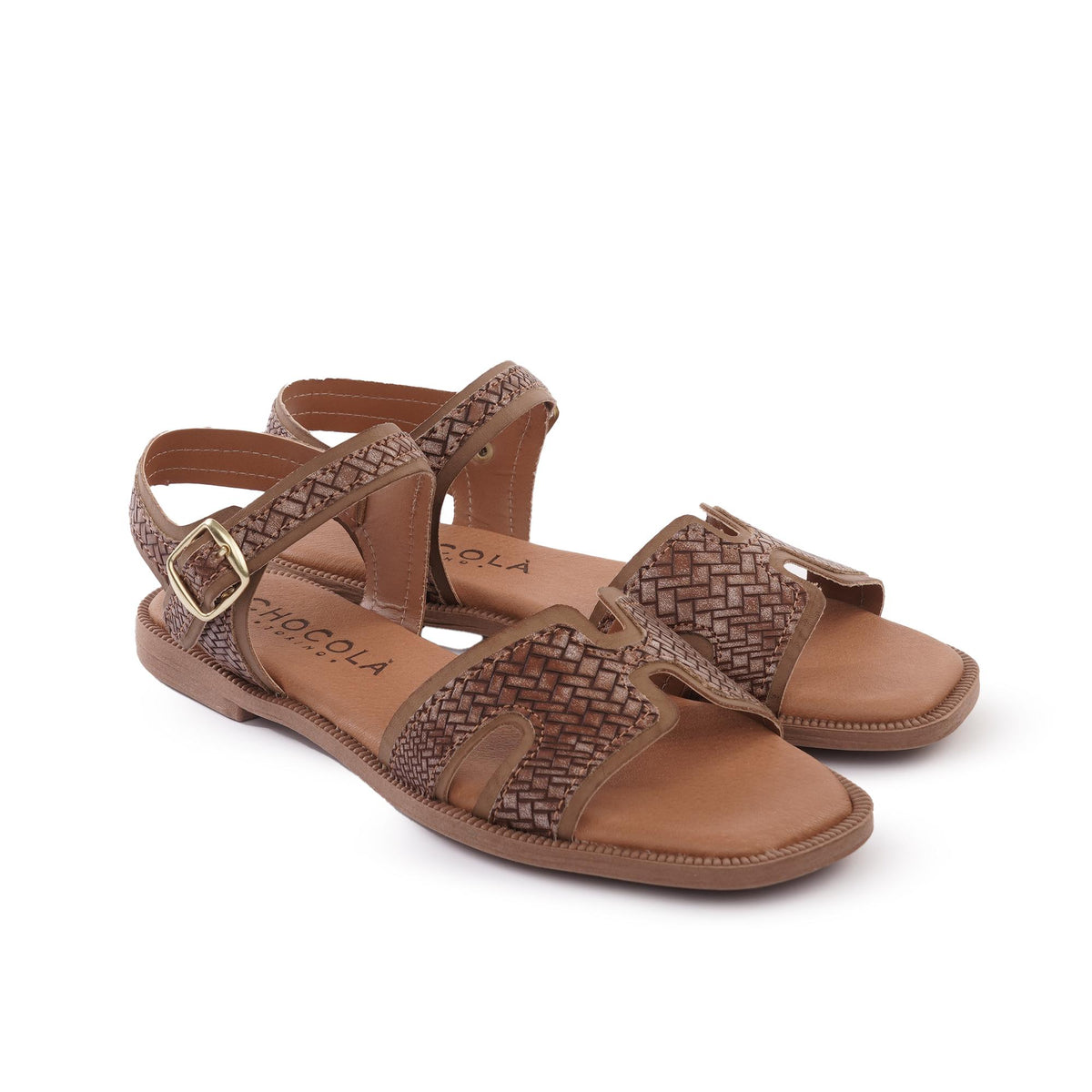 SANDALO H FLAT INTRECCIATO TESTA DI MORO<BR/><BR/> 