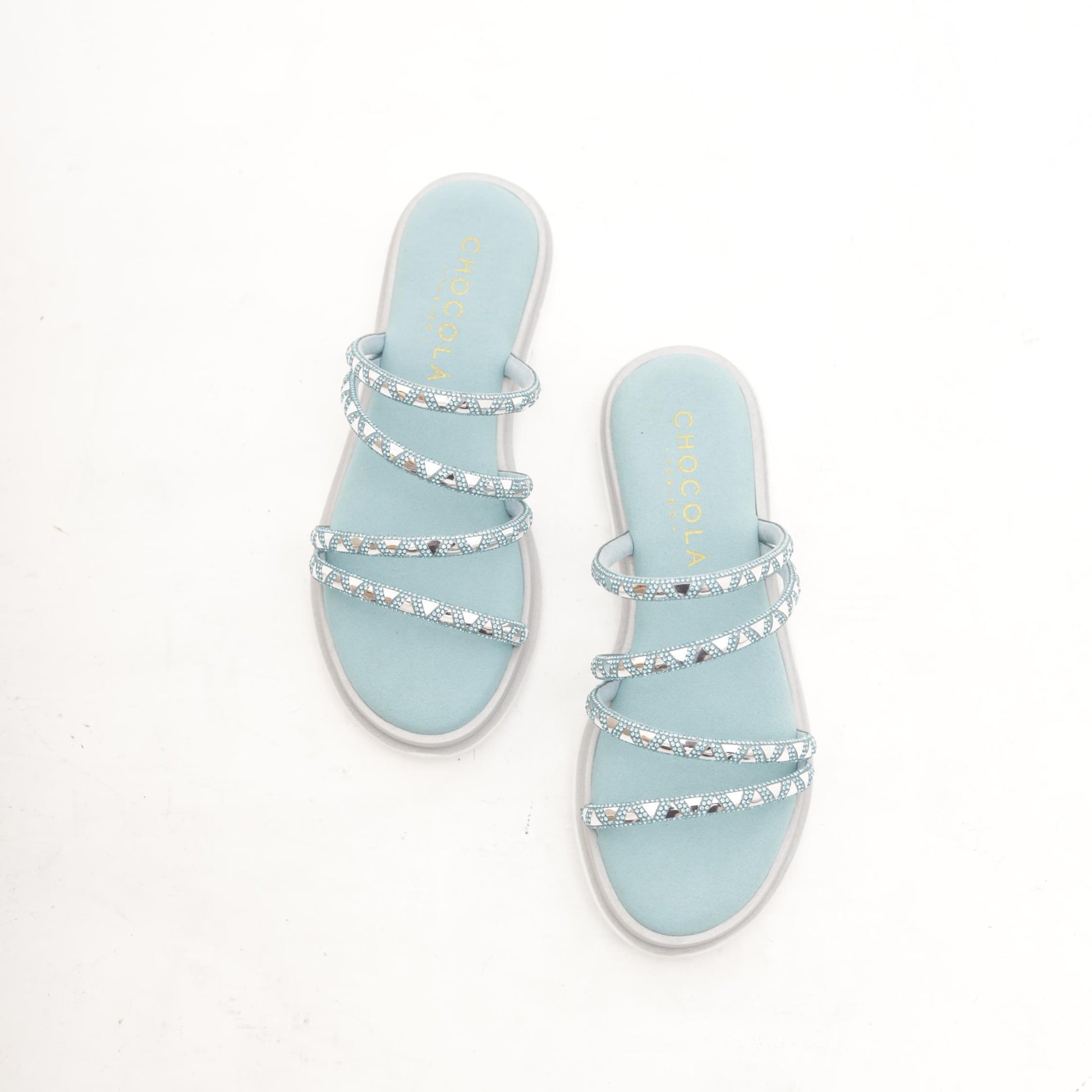 SANDALO FASCETTE TRIANGLE CELESTE 