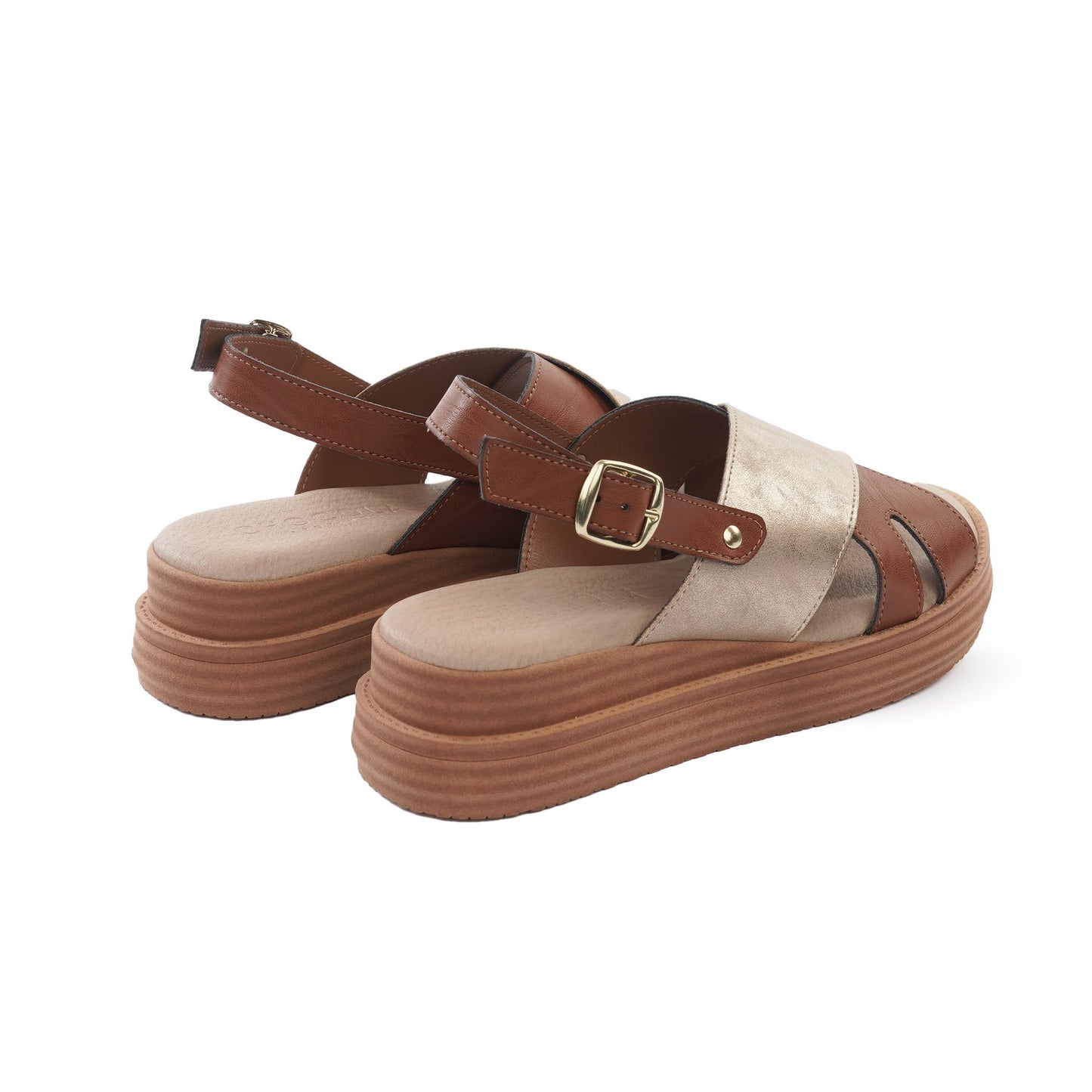 SANDALO ZEPPA FASCE INCROCIATE BICOLORE ORO<BR/><BR/> 