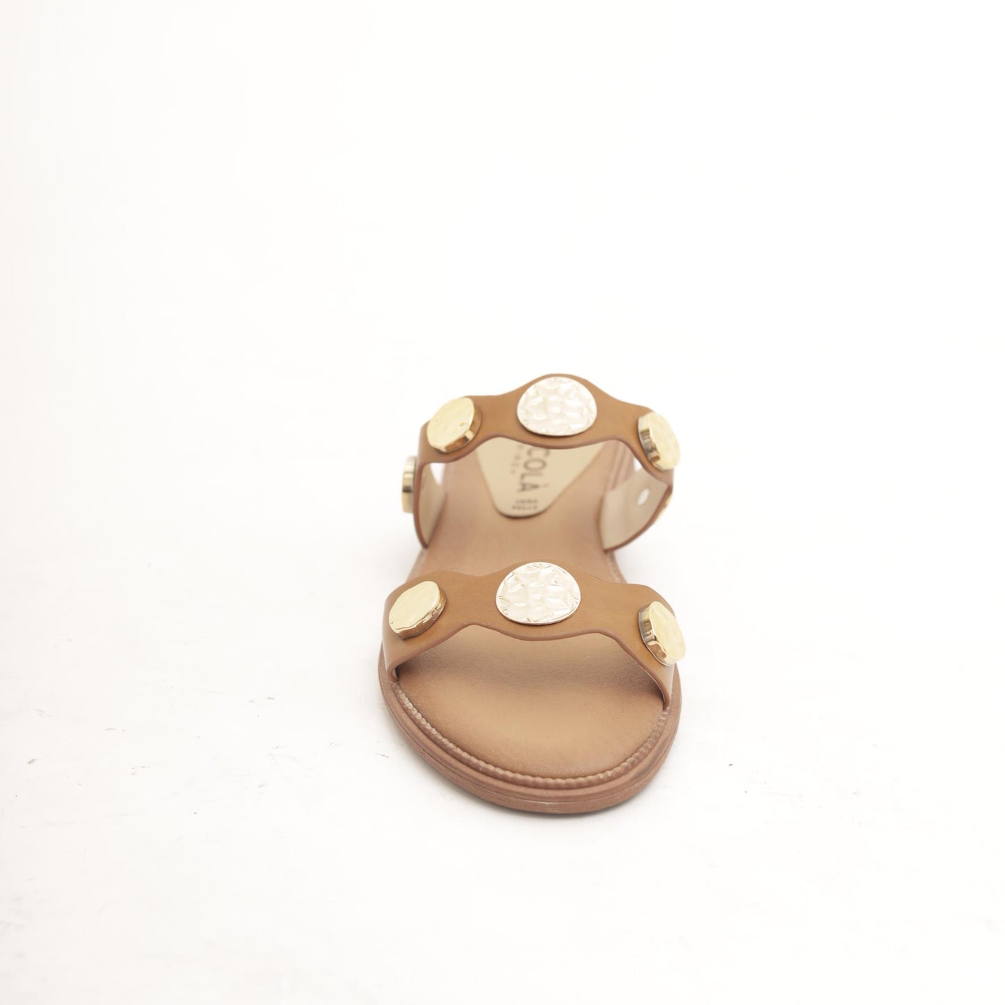 SANDALO FLAT MONETE CUOIO 