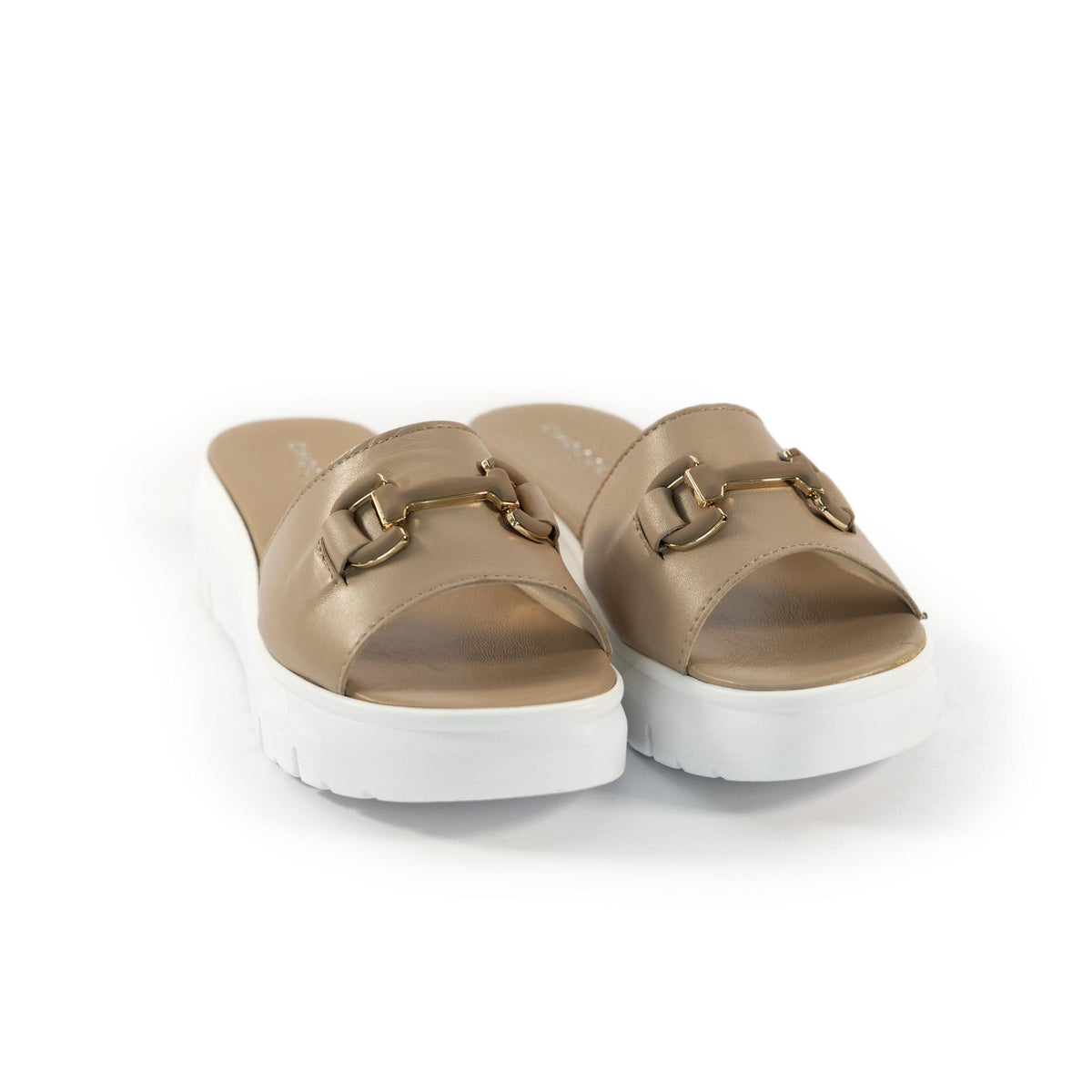 CIABATTA MORSETTO VERA PELLE BEIGE<BR/> 