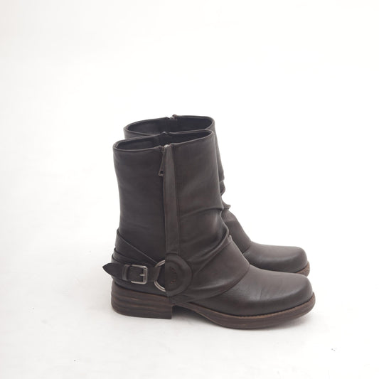 STIVALETTO RISVOLTATO CON FIBBIA E ZIP TESTA DI MORO MP2708-1PUTM CHOCOLA