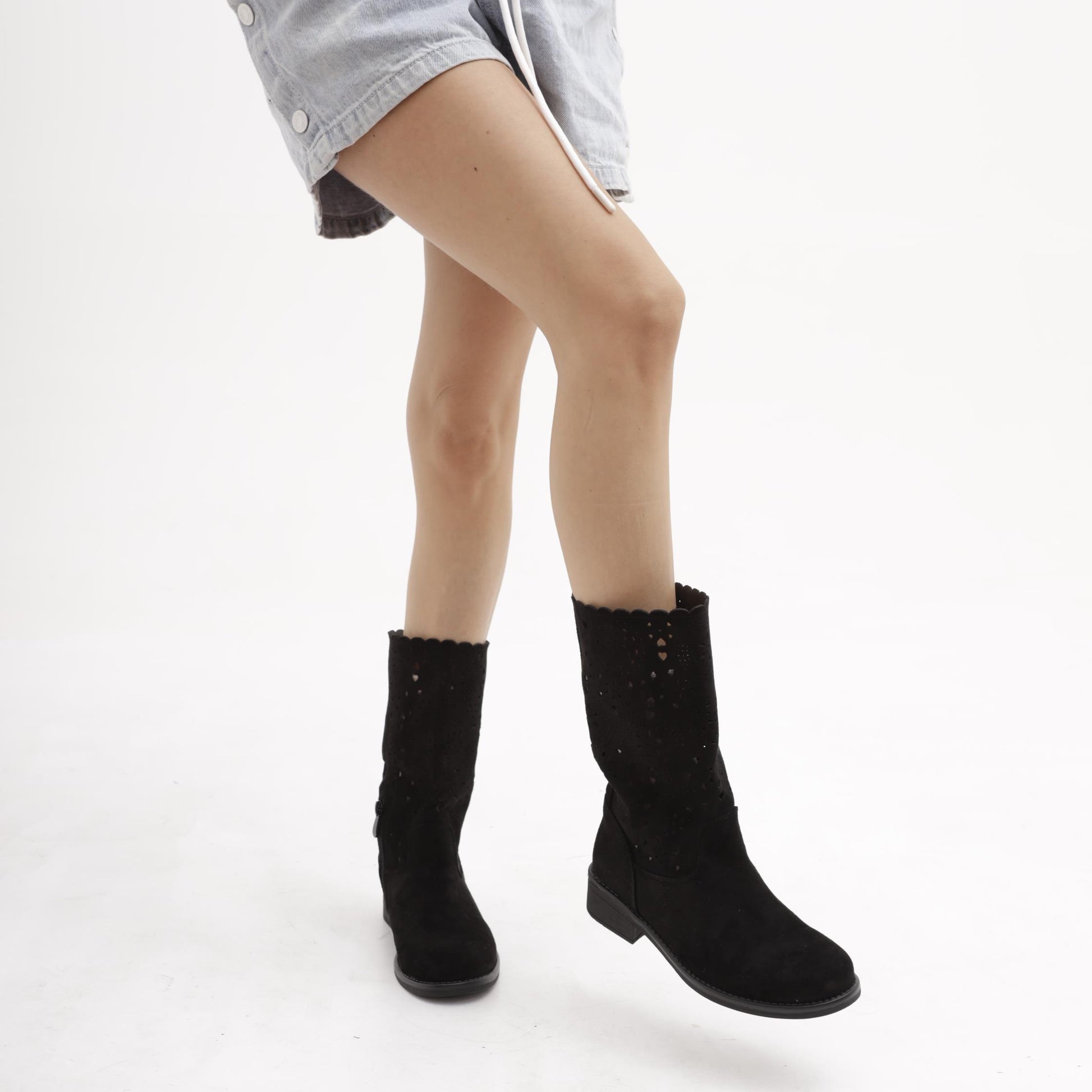 STIVALETTI TRAFORATI NERO<BR/> 