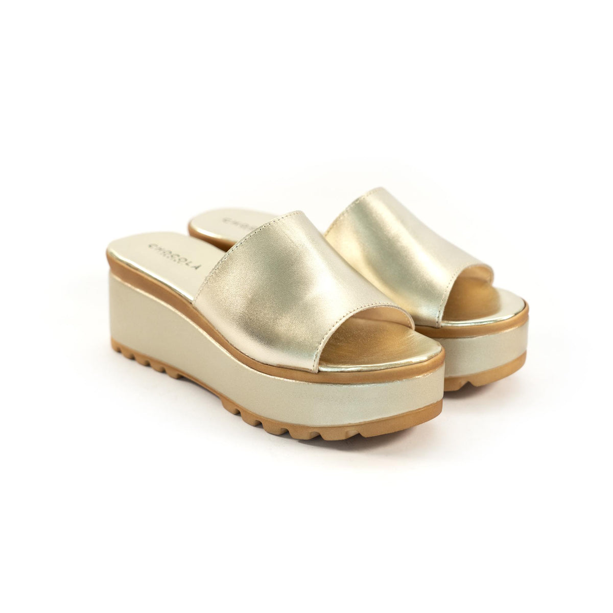 CIABATTA FASCIA VERA PELLE PLATINO<BR/> 