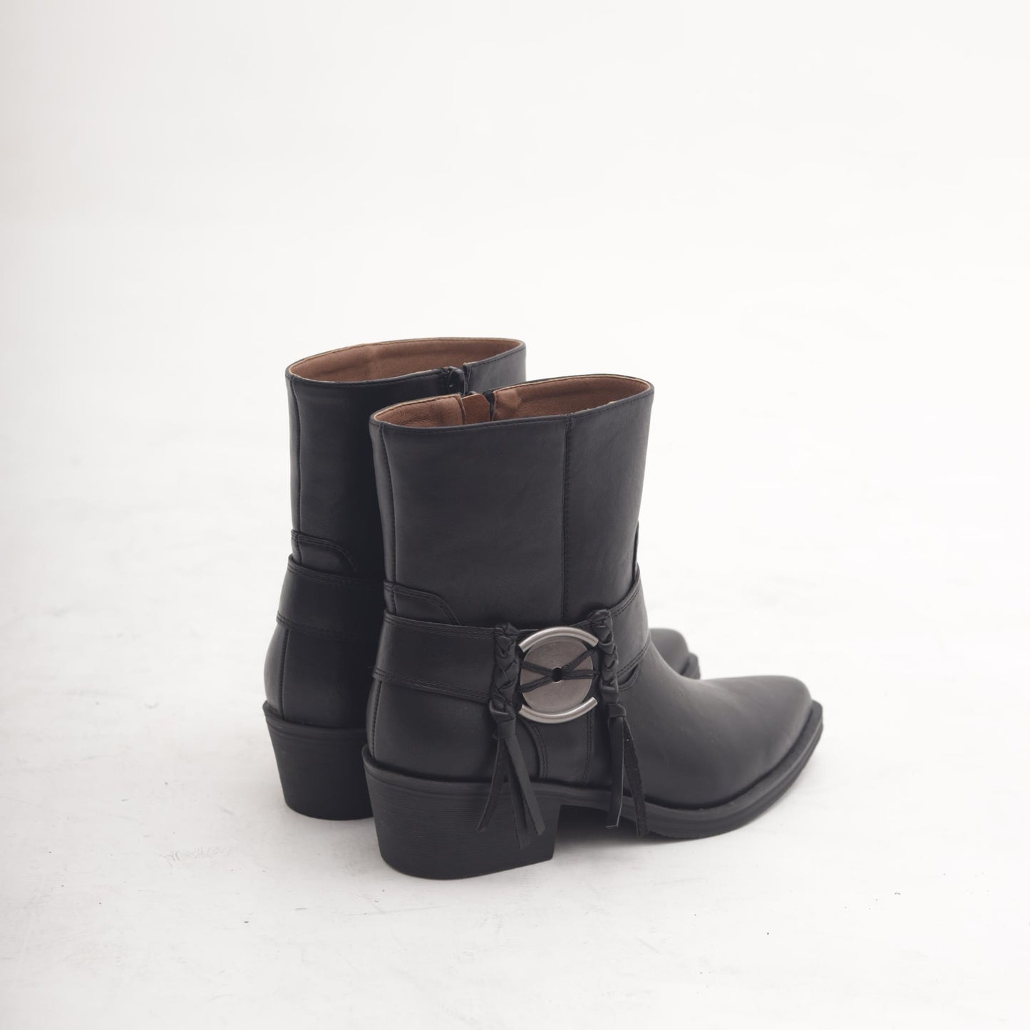 STIVALETTO TEXANO CINTURINO E FRANGE NERO MP2737-5PUNE CHOCOLA