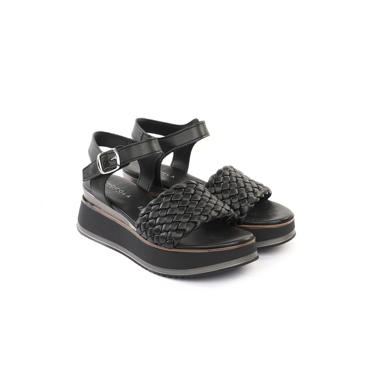 SANDALO ZEPPA TRECCIA NERO<BR/> 