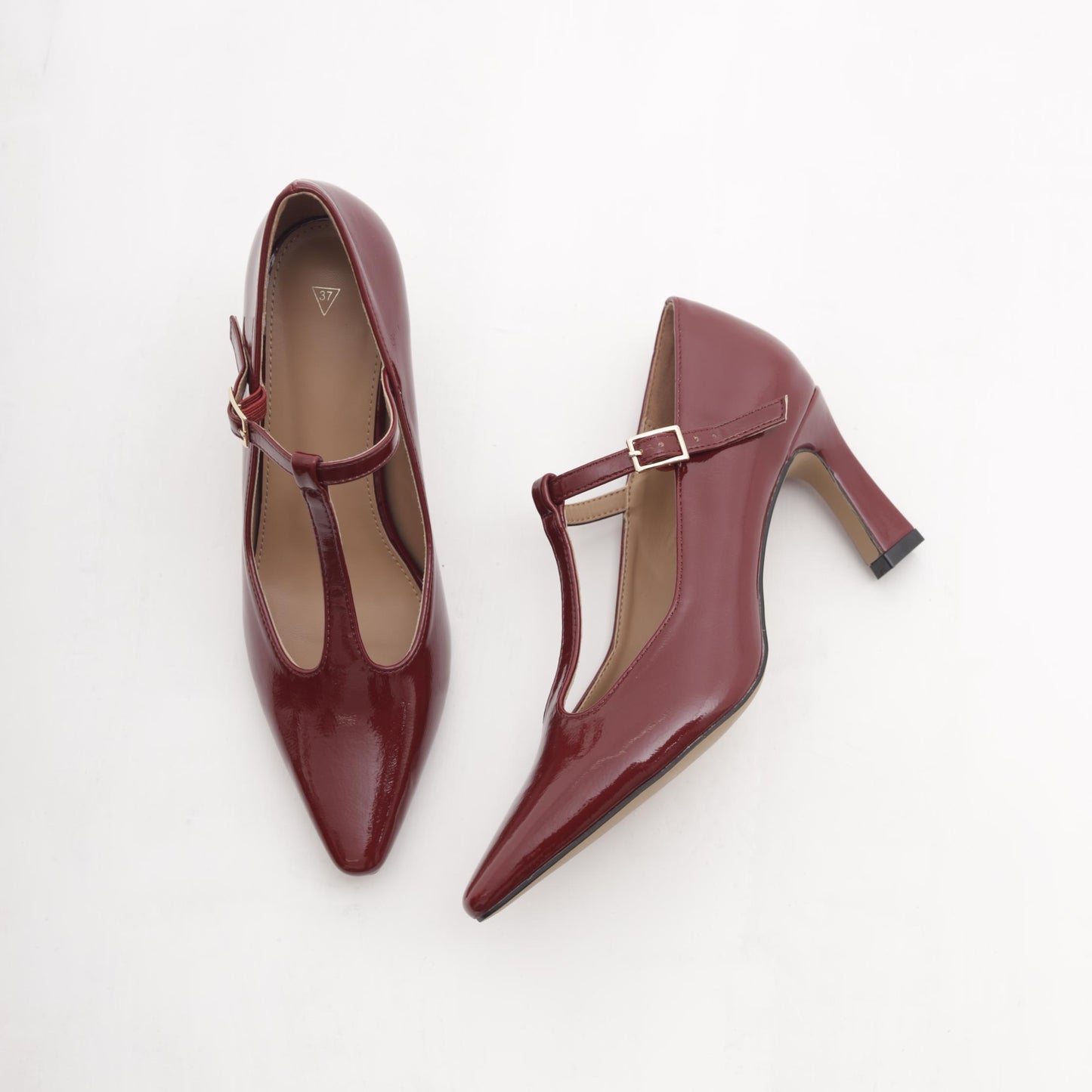 T-BAR CON TACCO BORDEAUX 