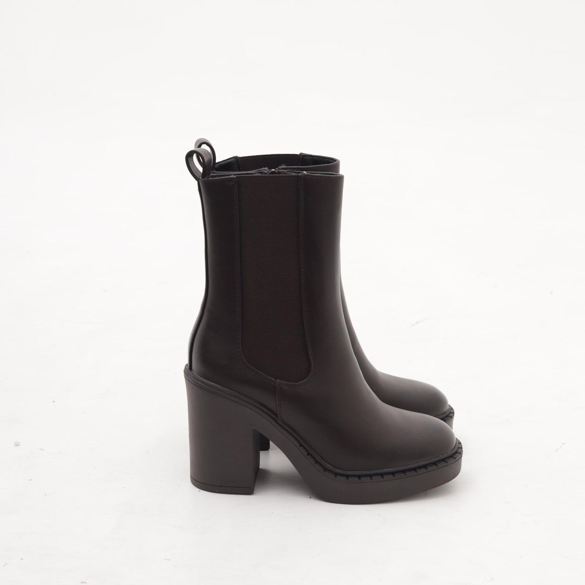 STIVALETTO ELASTICO ZIP TACCO TESTA DI MORO 