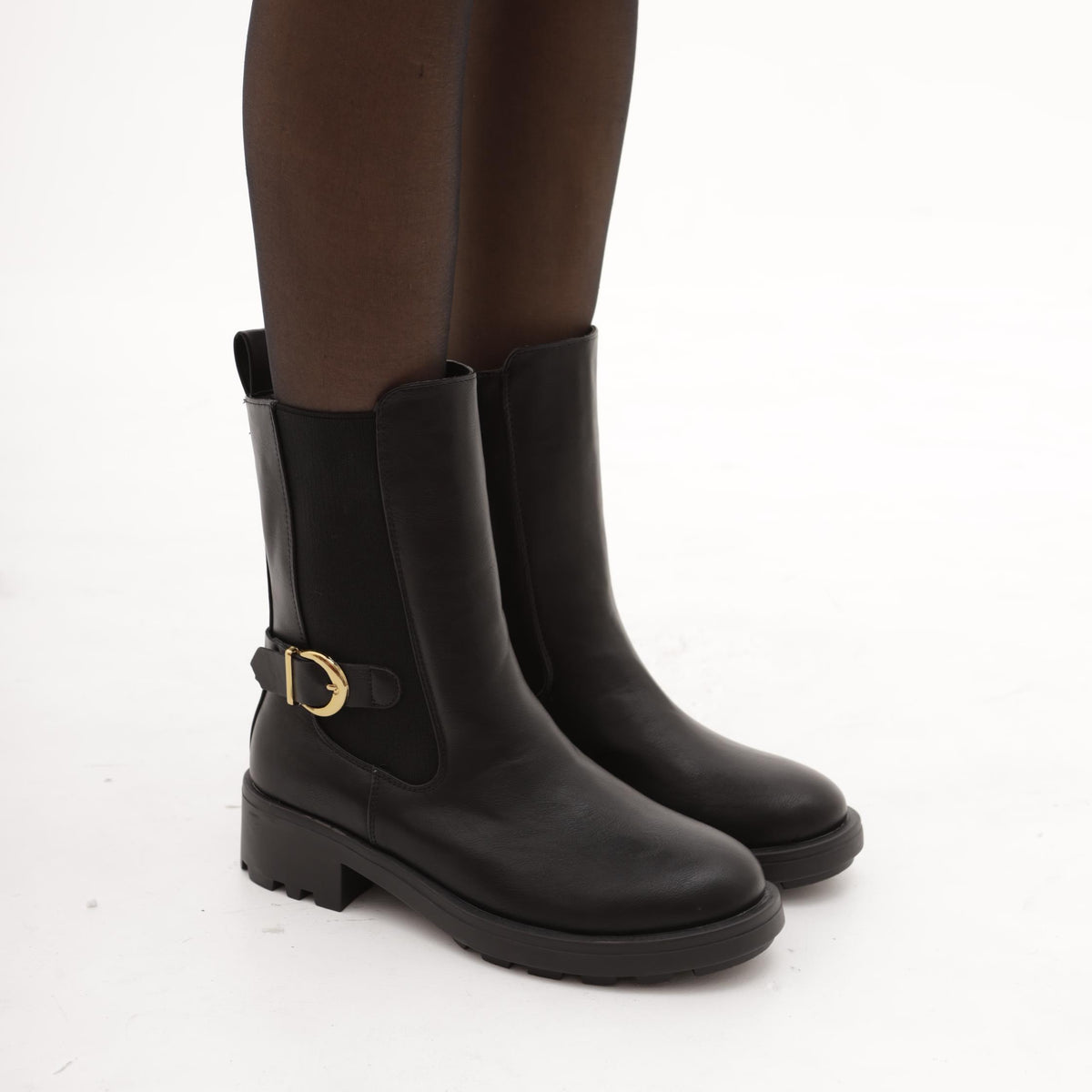 STIVALETTO ELASTICI FIBBIA NERO 