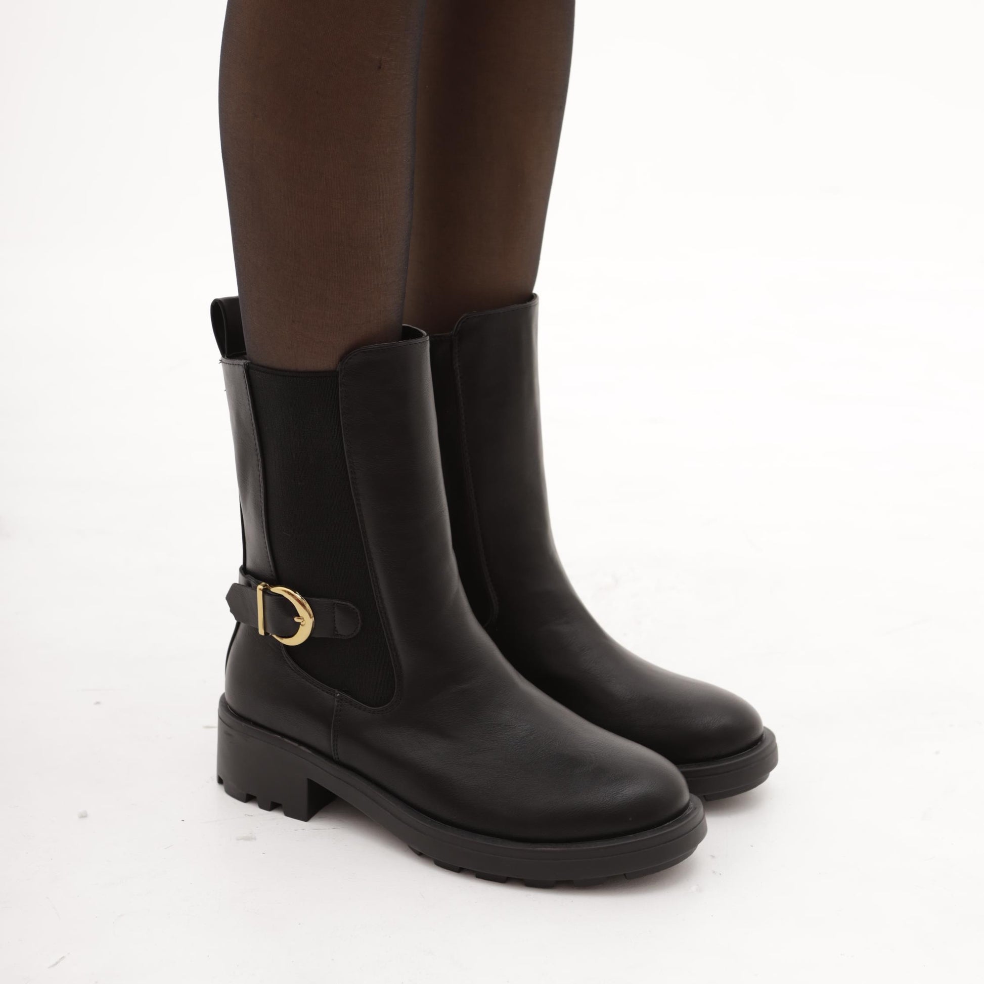 STIVALETTO ELASTICI FIBBIA NERO 