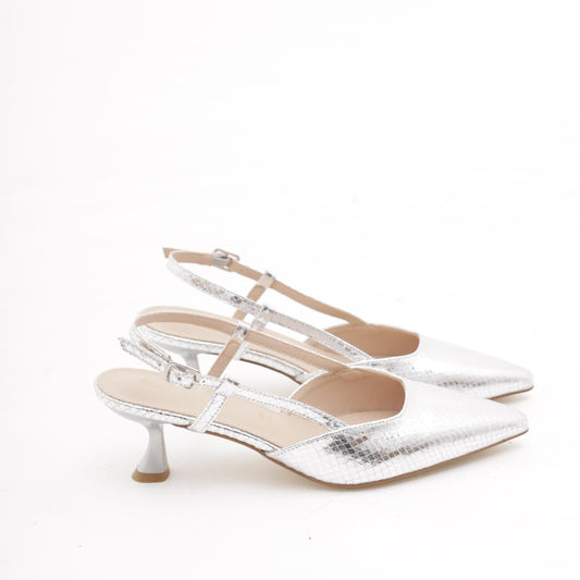 SLINGBACK SNAKE ARGENTO 