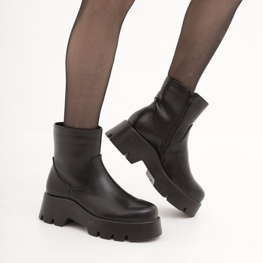 STIVALETTO CHUNKY LISCIO NERO MP716PUNE CHOCOLA